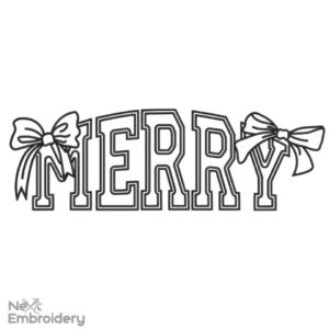Merry Embroidery Design, Christmas Machine Embroidery Design, Instant Download
