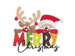 Santa and Deer Christmas Embroidery Design