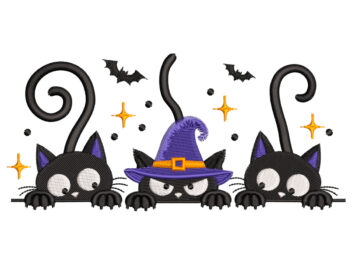 Cats Halloween Embroidery Design