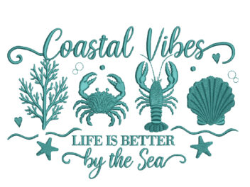 Coastal Vibes, Sea Nautical Embroidery Design