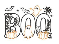 Floral Boo Halloween Embroidery Design