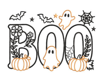 Floral Boo Halloween Embroidery Design