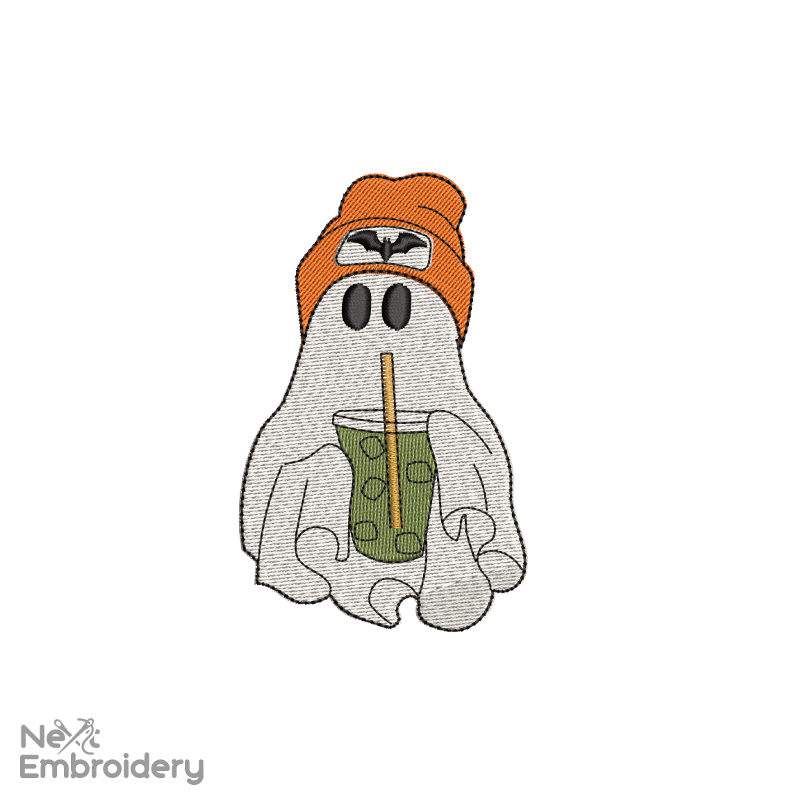 Ghost Matcha Embroidery Design