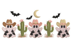 Halloween Cow Ghost Cowboy Embroidery Design