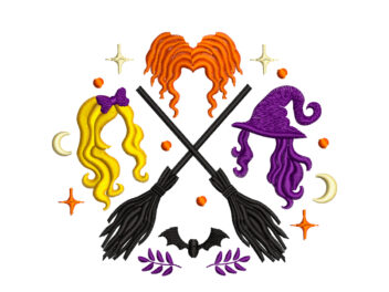 Halloween Sisters Embroidery Design