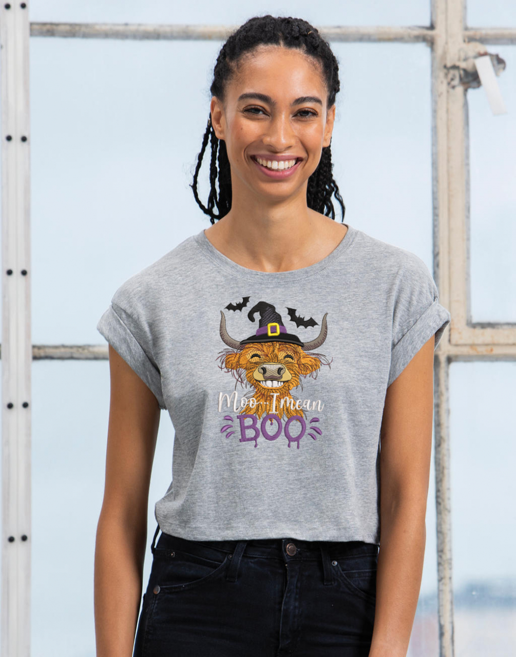 Moo I mean Boo Embroidery Design - Image 2