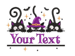 Split Cats Halloween Embroidery Design