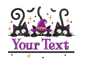 Split Cats Halloween Embroidery Design