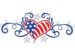 Vintage American Flag Heart Embroidery Designs