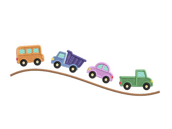 Cars on Road Machine Embroidery Design