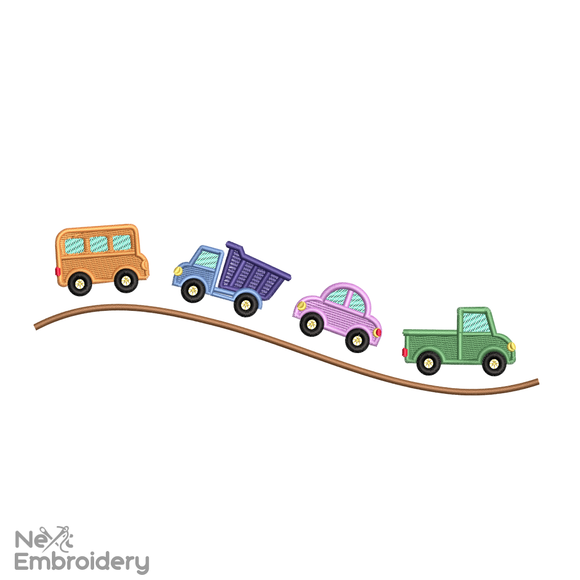 Cars on Road Machine Embroidery Design