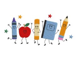 Cute School Supplies Embroidery Design