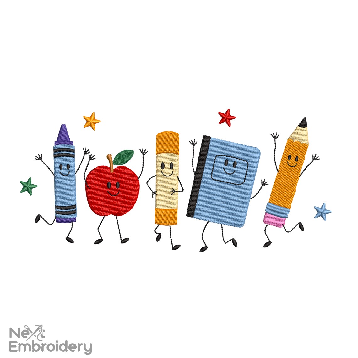 Cute School Supplies Embroidery Design