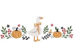 Goose with Pumpkins Machine Embroidery Design