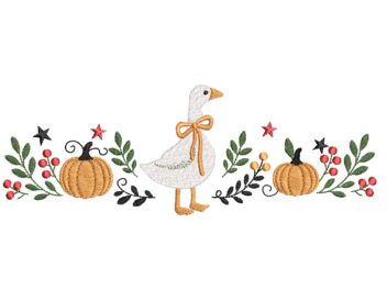 Goose with Pumpkins Machine Embroidery Design
