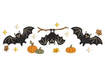 Halloween Bats and Pumpkins Embroidery Design