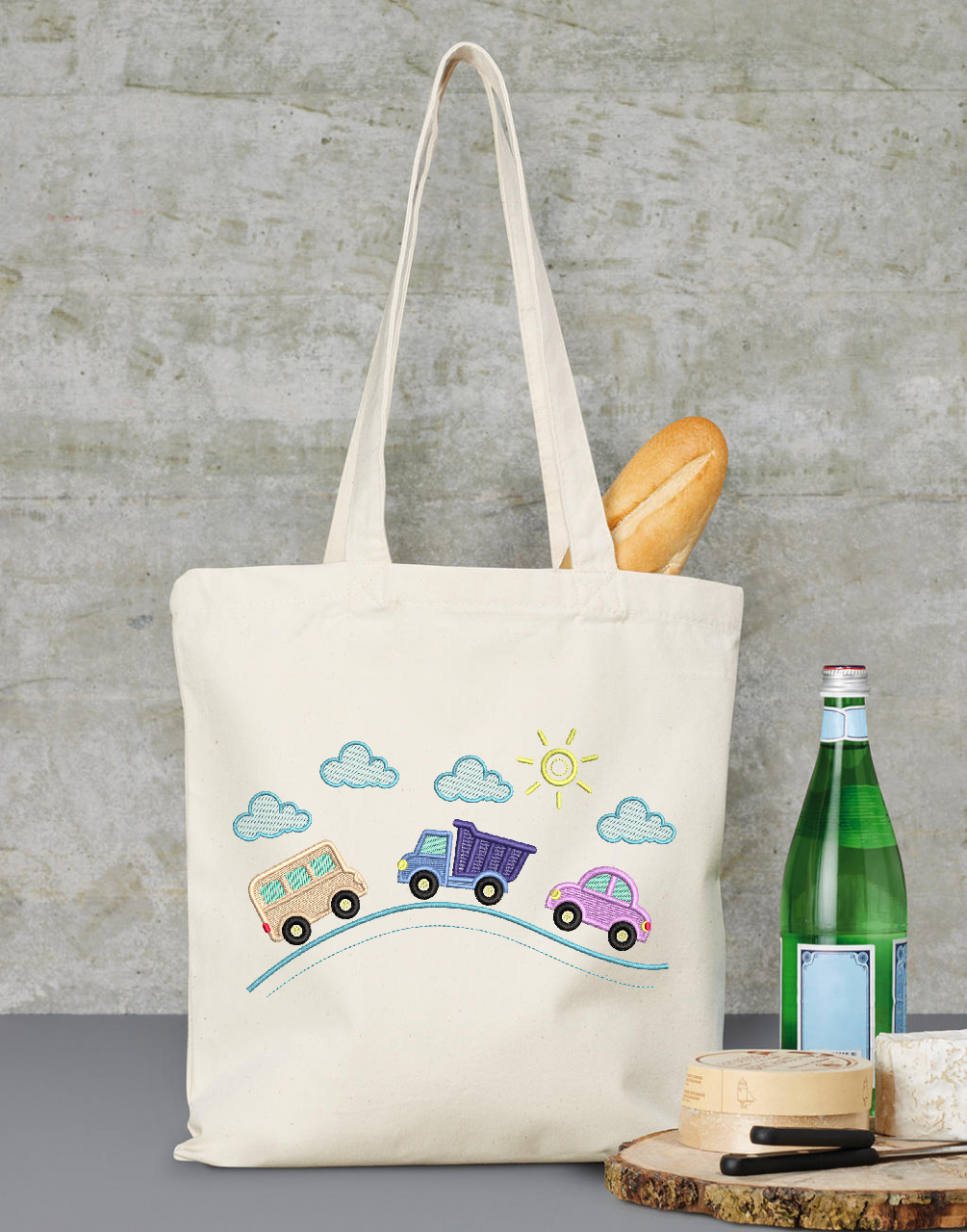 Little Cars on Road Machine Embroidery Design - Image 2
