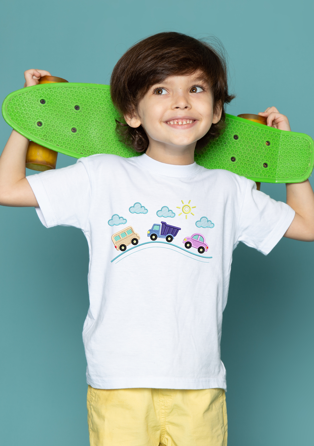 Little Cars on Road Machine Embroidery Design - Image 3