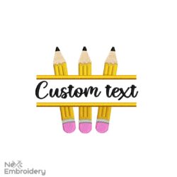 Split Mini Pencil Teacher embroidery design,