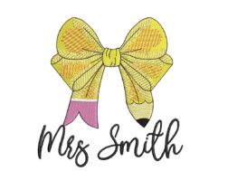 Teacher Bow embroidery design