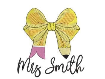 Teacher Bow embroidery design
