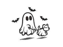 Halloween Ghost with Dog Embroidery Design