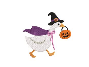 Goose with Pumpkins Machine Embroidery Design
