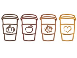 Coffee Cup Fall Embroidery Design