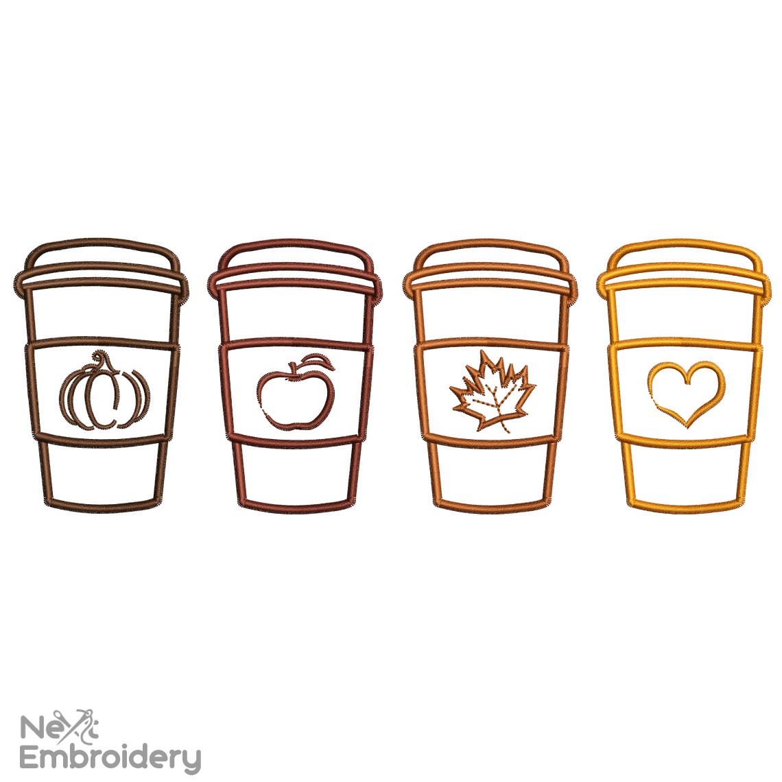 Coffee Cup Fall Embroidery Design