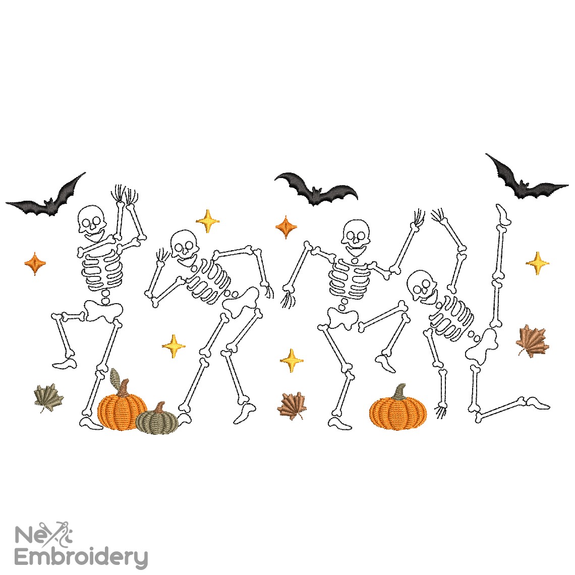 Dancing Skeletons Embroidery Design