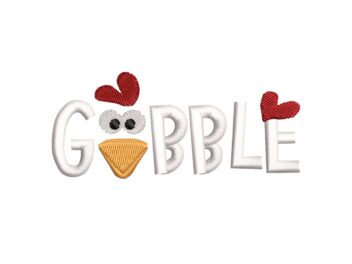 Gobble Thankful Thanksgiving Embroidery Design