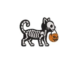 Halloween Cat Skeleton Embroidery Design
