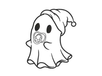 Mini Cute Ghost Embroidery Design