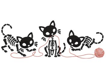 Skeleton Cats Embroidery Design